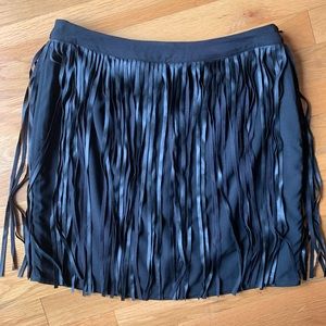 Women’s Black Faux Leather Tassel Skirt Size Large
